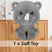 Rhino Kawaii Zoo Soft Toy Bedroom Decoration Grey - 25cm x 18cm