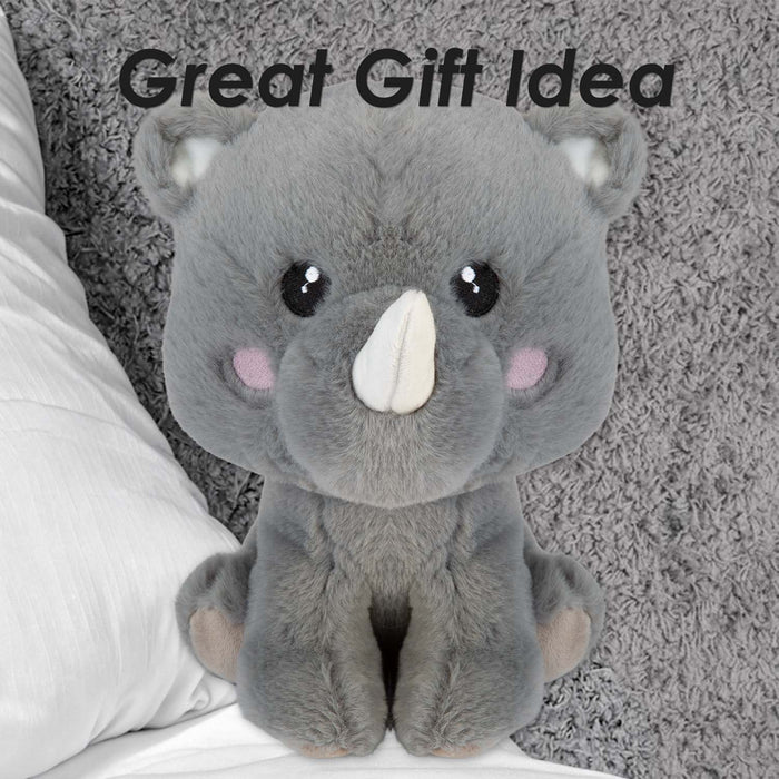 Rhino Kawaii Zoo Soft Toy Bedroom Decoration Grey - 25cm x 18cm