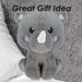 Rhino Kawaii Zoo Soft Toy Bedroom Decoration Grey - 25cm x 18cm