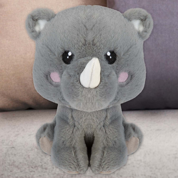 Rhino Kawaii Zoo Soft Toy Bedroom Decoration Grey - 25cm x 18cm