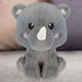 Rhino Kawaii Zoo Soft Toy Bedroom Decoration Grey - 25cm x 18cm