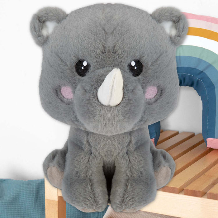 Rhino Kawaii Zoo Soft Toy Bedroom Decoration Grey - 25cm x 18cm