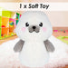 Seal Kawaii Zoo Soft Toy Bedroom Decoration White - 26cm x 18cm