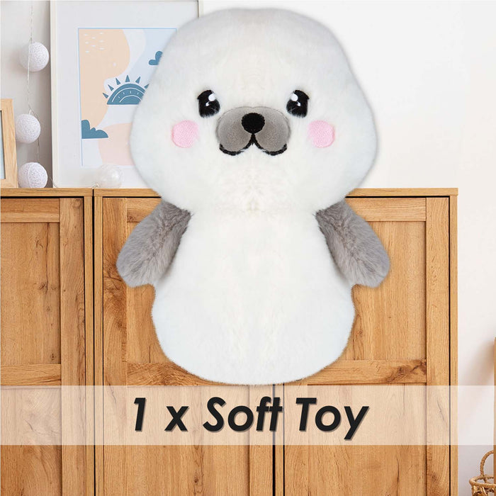 Seal Kawaii Zoo Soft Toy Bedroom Decoration White - 26cm x 18cm