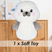 Seal Kawaii Zoo Soft Toy Bedroom Decoration White - 26cm x 18cm