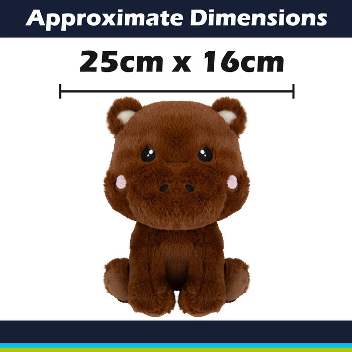 Hippo Kawaii Zoo Soft Toy Bedroom Decoration Brown - 25cm x 16cm