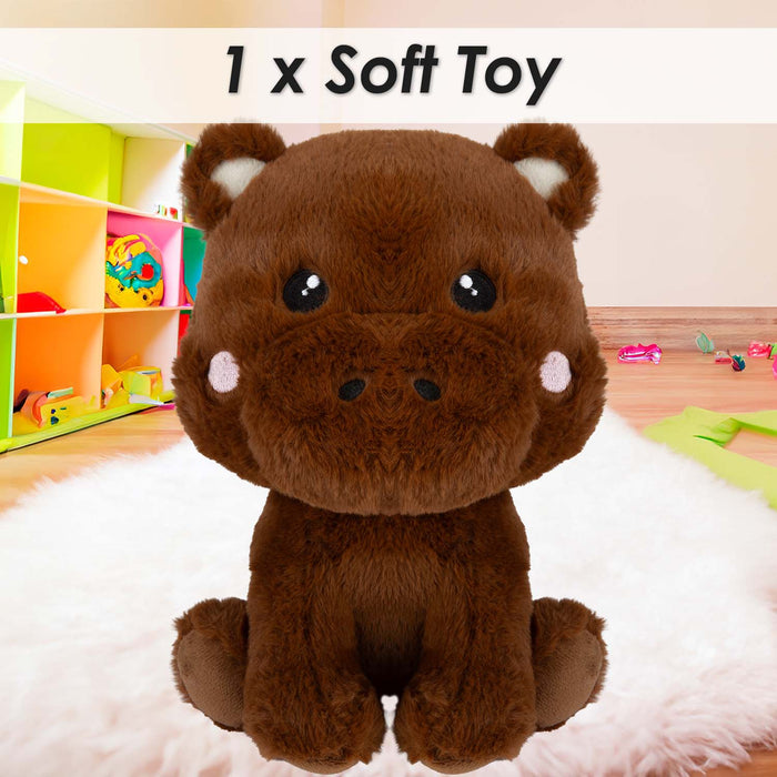 Hippo Kawaii Zoo Soft Toy Bedroom Decoration Brown - 25cm x 16cm