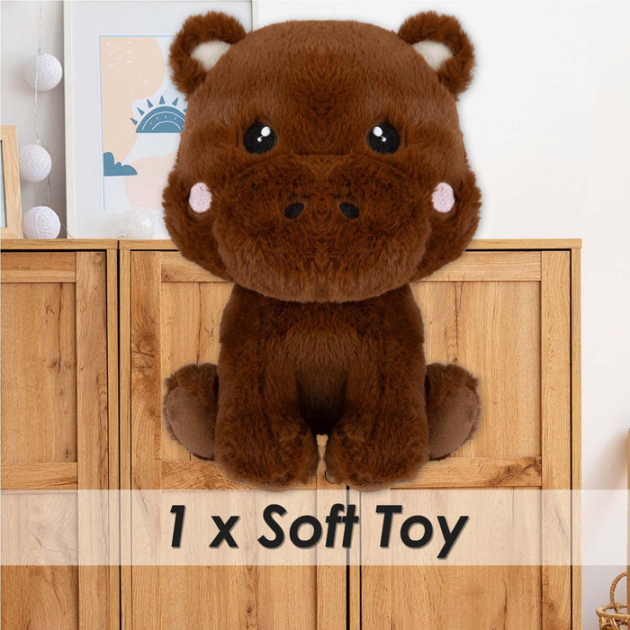 Hippo Kawaii Zoo Soft Toy Bedroom Decoration Brown - 25cm x 16cm