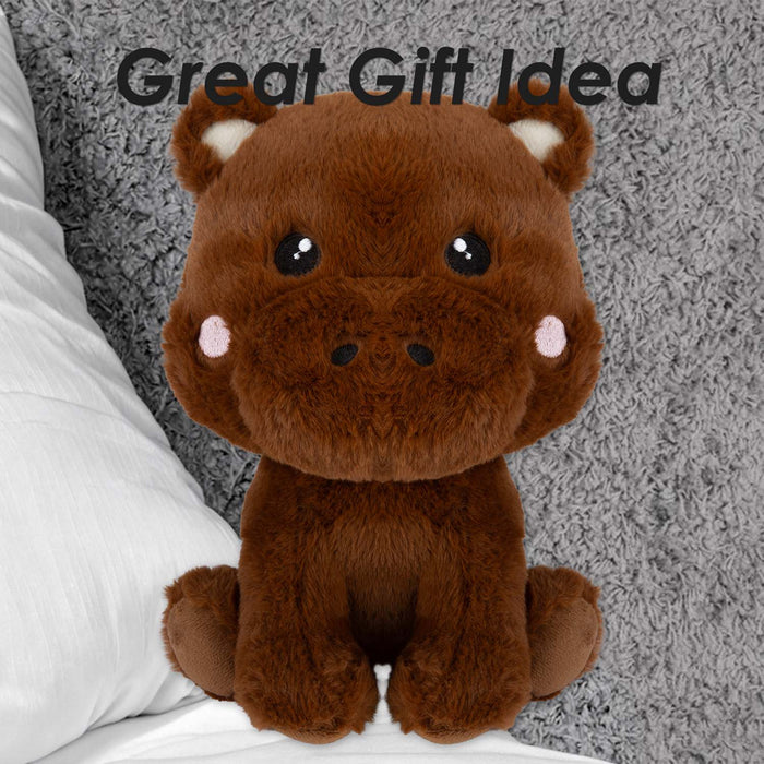 Hippo Kawaii Zoo Soft Toy Bedroom Decoration Brown - 25cm x 16cm