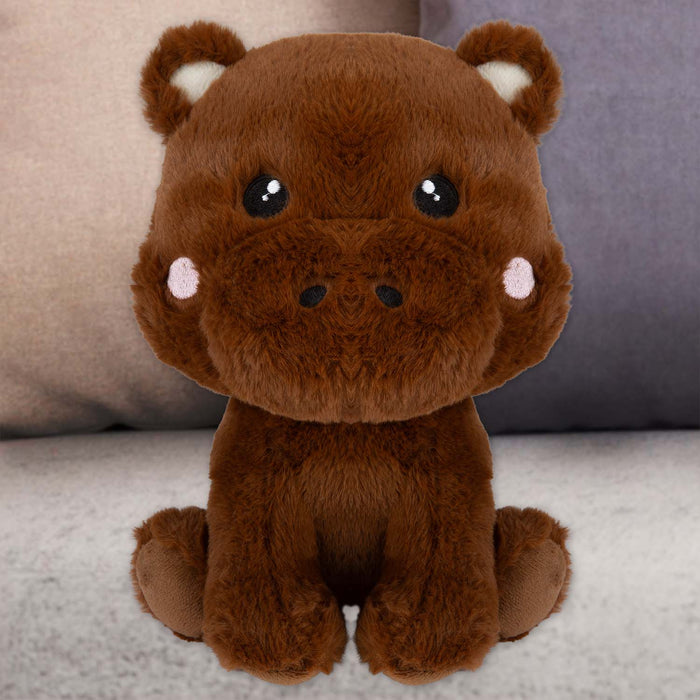 Hippo Kawaii Zoo Soft Toy Bedroom Decoration Brown - 25cm x 16cm