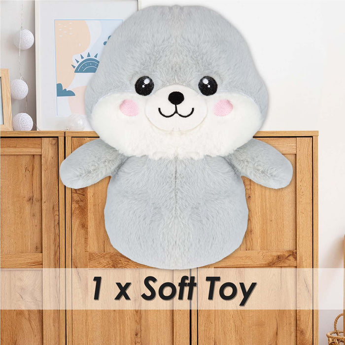 Sea Lion Kawaii Zoo Soft Toy Bedroom Decoration Grey - 26cm x 18cm
