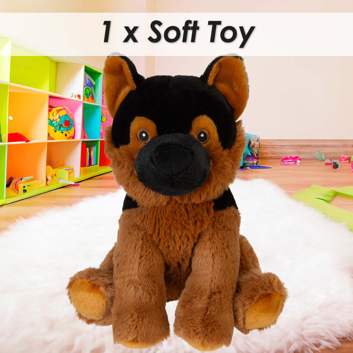 Alsatian Eco Soft Toy Planet Pals Animals Black - 20cm x 10cm