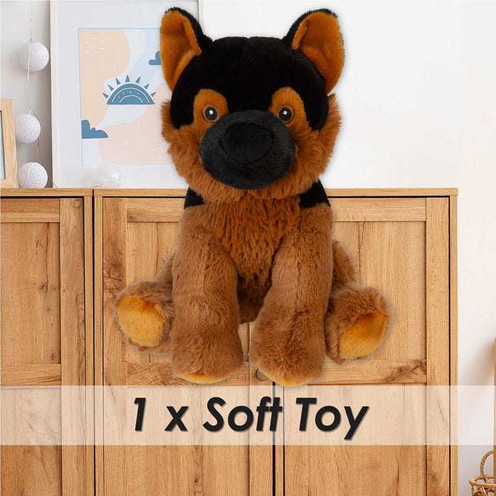 Alsatian Eco Soft Toy Planet Pals Animals Black - 20cm x 10cm