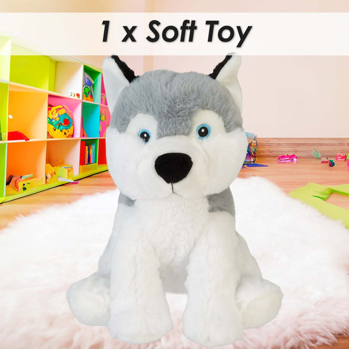 Husky Eco Soft Toy Planet Pals Animals Grey - 20cm x 10cm