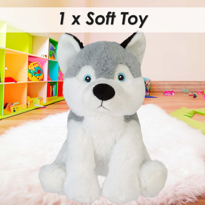 Husky Eco Soft Toy Planet Pals Animals Grey - 25cm x 18cm