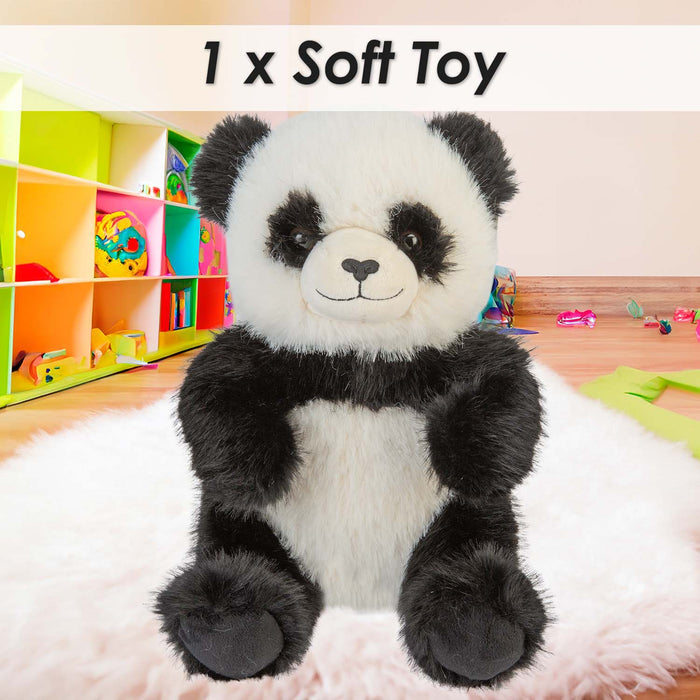 Sitting Luxury Panda Soft Toy In Mink Multi - 25cm x 15cm