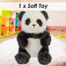 Sitting Luxury Panda Soft Toy In Mink Multi - 25cm x 15cm