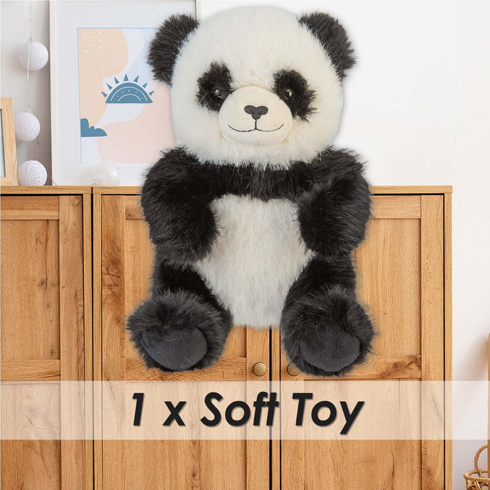 Sitting Luxury Panda Soft Toy In Mink Multi - 25cm x 15cm
