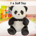 Sitting Luxury Panda Soft Toy In Mink Multi - 30cm x 18cm
