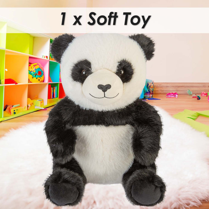 Sitting Luxury Panda Soft Toy In Mink Multi - 40cm x 25cm