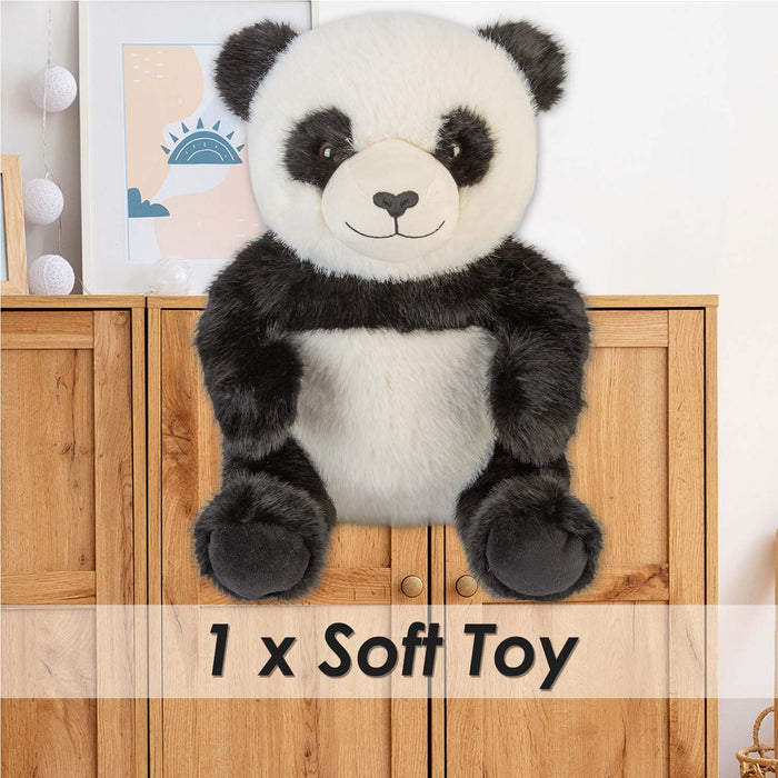 Sitting Luxury Panda Soft Toy In Mink Multi - 40cm x 25cm