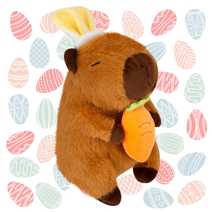 Easter Capybara Soft Toy with Carrot 19cm x 13.5cm Brown X 1