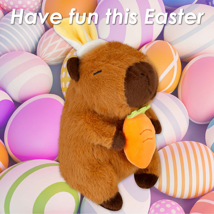 Easter Capybara Soft Toy with Carrot 19cm x 13.5cm Brown X 1