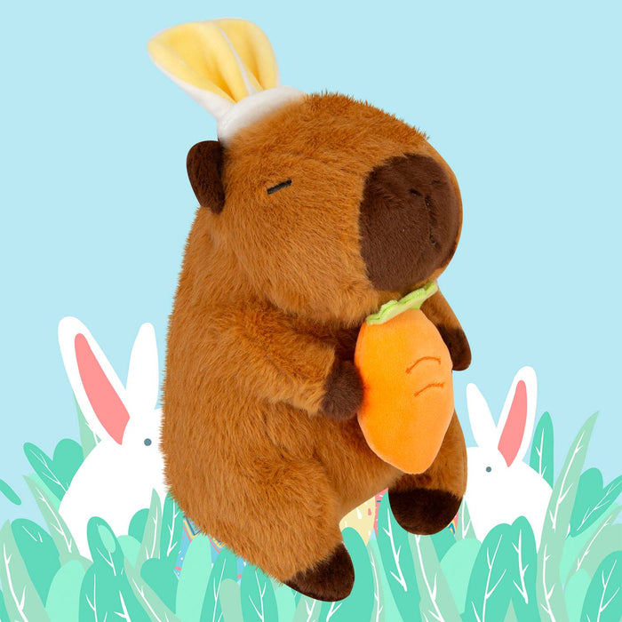 Easter Capybara Soft Toy with Carrot 19cm x 13.5cm Brown X 1