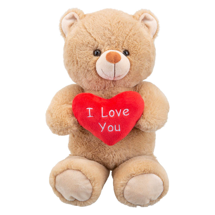 Valentines Bear Soft Toy with Love Heart Plush 38cm x 23cm Brown X 1