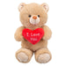 Valentines Bear Soft Toy with Love Heart Plush 38cm x 23cm Brown X 1