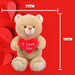 Valentines Bear Soft Toy with Love Heart Plush 38cm x 23cm Brown X 1