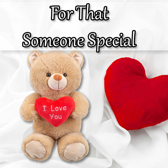 Valentines Bear Soft Toy with Love Heart Plush 38cm x 23cm Brown X 1