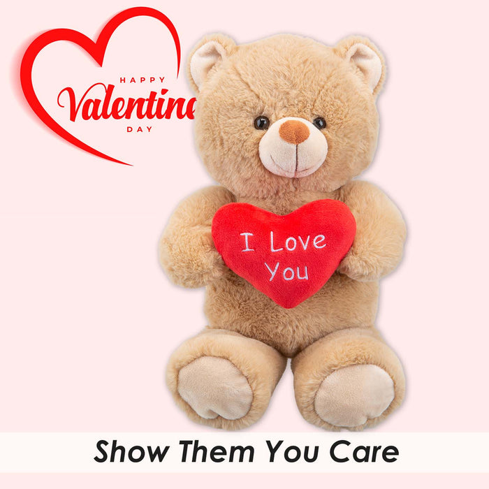 Valentines Bear Soft Toy with Love Heart Plush 38cm x 23cm Brown X 1