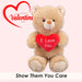 Valentines Bear Soft Toy with Love Heart Plush 38cm x 23cm Brown X 1