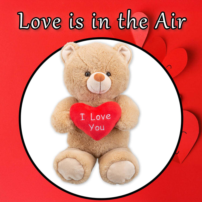 Valentines Bear Soft Toy with Love Heart Plush 38cm x 23cm Brown X 1