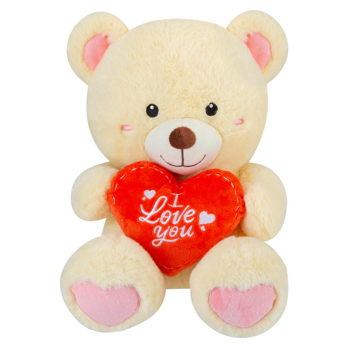 Valentines Bear Soft Toy with I Love You Heart 30cm x 23cm Cream X 1
