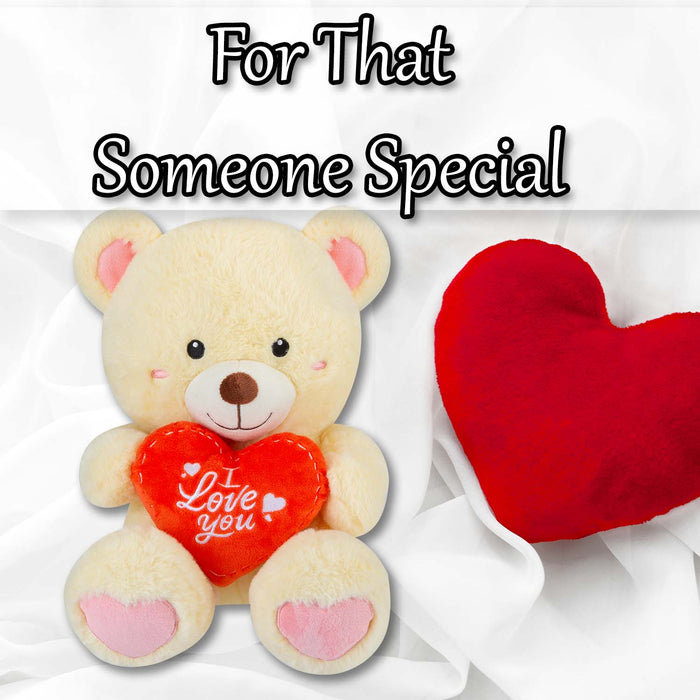 Valentines Bear Soft Toy with I Love You Heart 30cm x 23cm Cream X 1