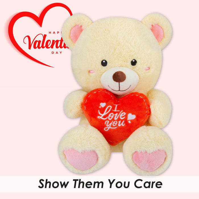 Valentines Bear Soft Toy with I Love You Heart 30cm x 23cm Cream X 1