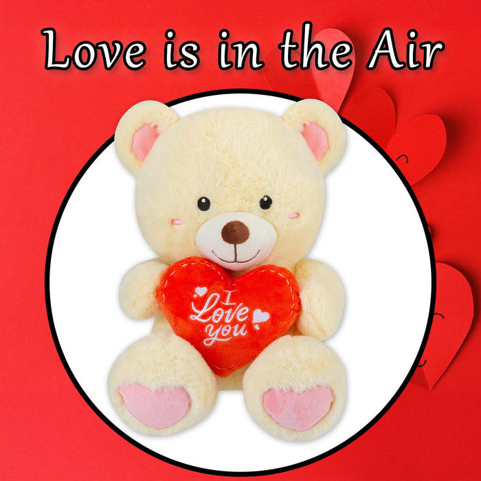 Valentines Bear Soft Toy with I Love You Heart 30cm x 23cm Cream X 1