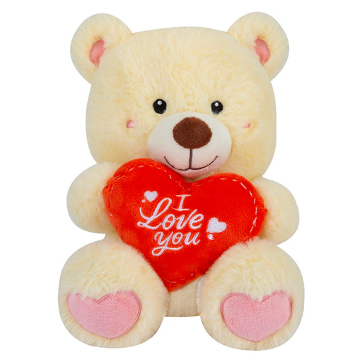 Valentines Bear Soft Toy with I Love You Heart 20cm x 18cm Beige X 1