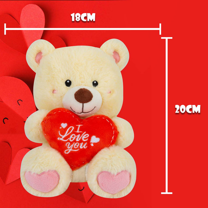Valentines Bear Soft Toy with I Love You Heart 20cm x 18cm Beige X 1