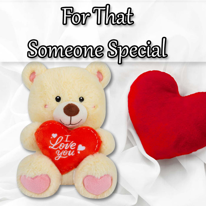 Valentines Bear Soft Toy with I Love You Heart 20cm x 18cm Beige X 1