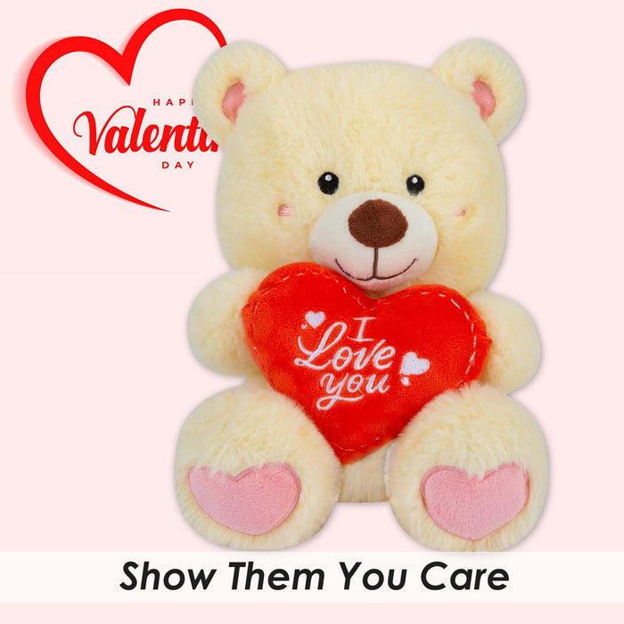 Valentines Bear Soft Toy with I Love You Heart 20cm x 18cm Beige X 1