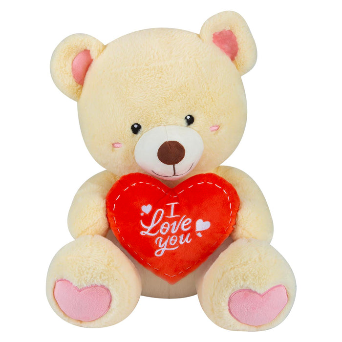 Valentines Bear Soft Toy with I Love You Heart 43cm x 37cm Cream X 1