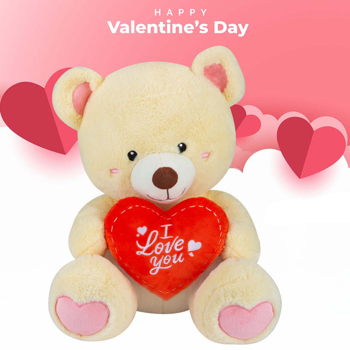 Valentines Bear Soft Toy with I Love You Heart 43cm x 37cm Cream X 1
