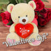 Valentines Bear Soft Toy with I Love You Heart 43cm x 37cm Cream X 1