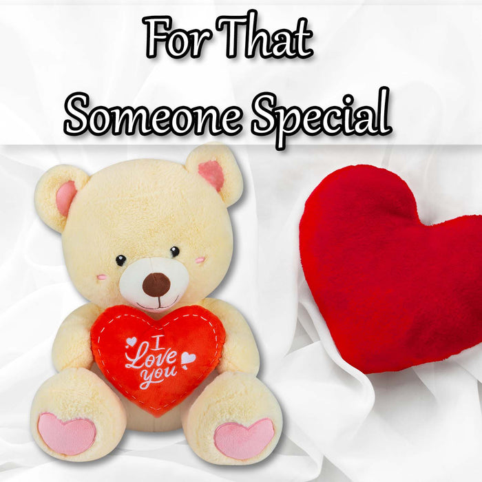 Valentines Bear Soft Toy with I Love You Heart 43cm x 37cm Cream X 1