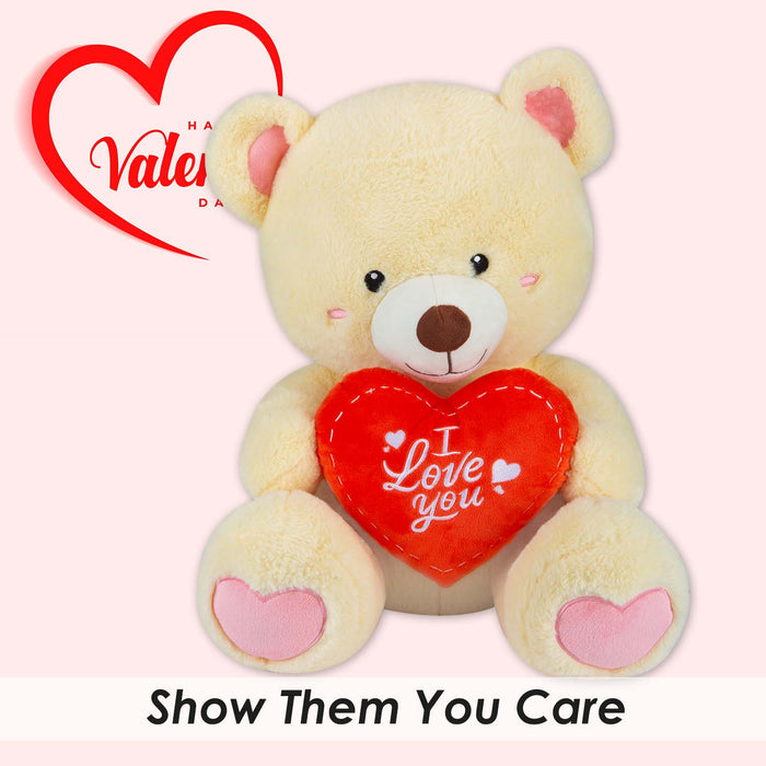 Valentines Bear Soft Toy with I Love You Heart 43cm x 37cm Cream X 1