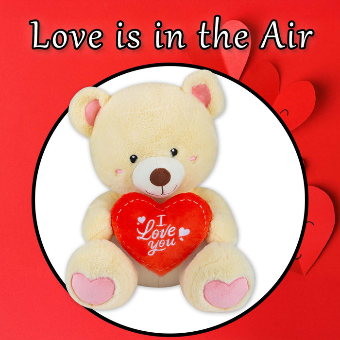 Valentines Bear Soft Toy with I Love You Heart 43cm x 37cm Cream X 1