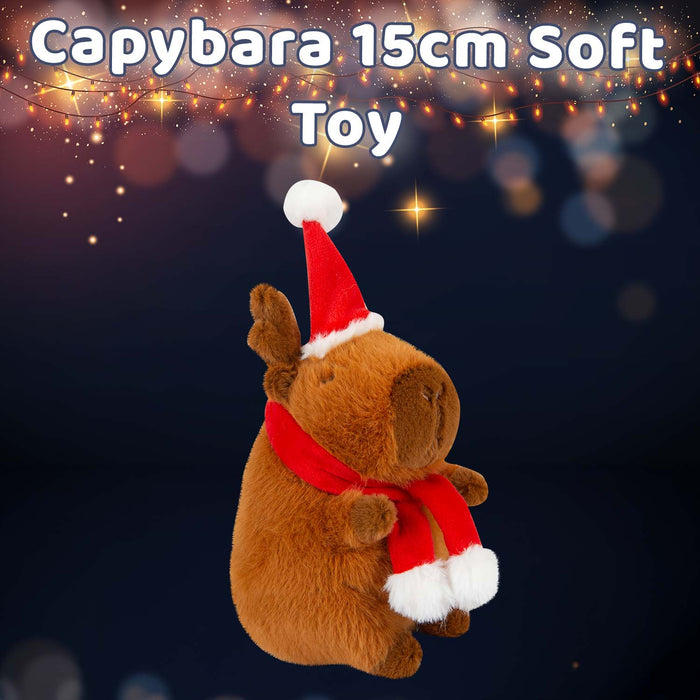 Christmas Capybara 15cm Soft Toy Plush Gift Idea 15cm x 11cm Brown X 1